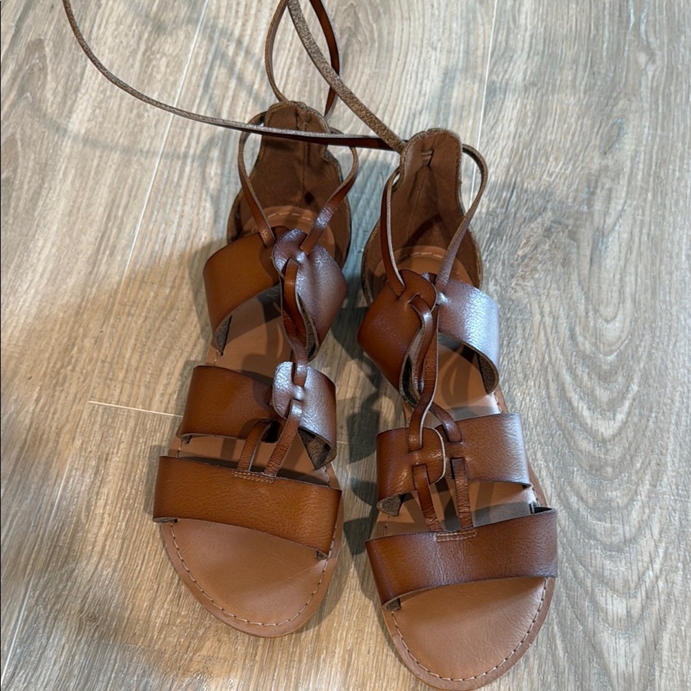 Brown Leather Gladiator Sandals Strappy size 8